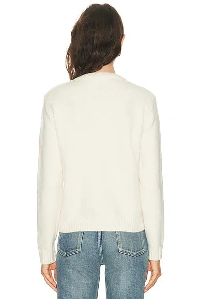 Moncler Embroidered Logo Crop Crewneck Sweater In Neutral