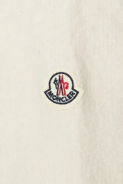 Moncler Embroidered Logo Crop Crewneck Sweater In Neutral