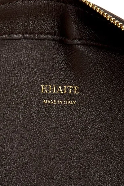 Khaite Simona Crackle Patent Elongated Tote Bag In Brown