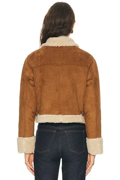 Mother The On Thin Ice Faux Suede Faux Shearling Trim Jacket In Brown