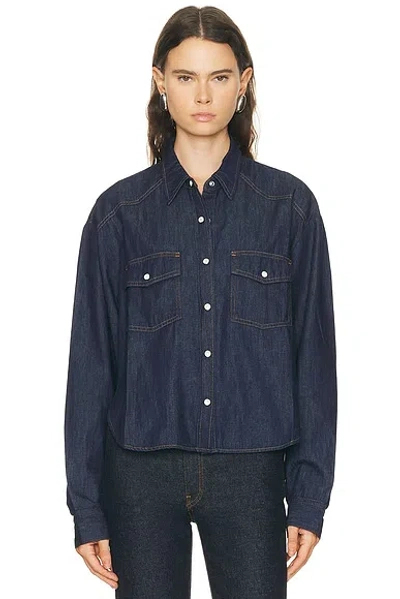 Khaite Grenon Denim Cropped Shirt In Blue