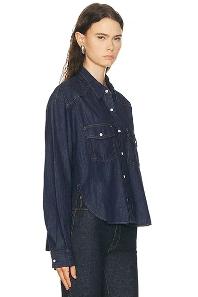 Khaite Grenon Denim Cropped Shirt In Blue