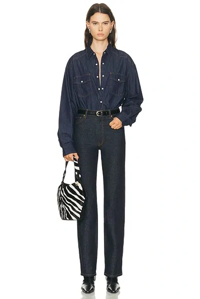 Khaite Grenon Denim Cropped Shirt In Blue