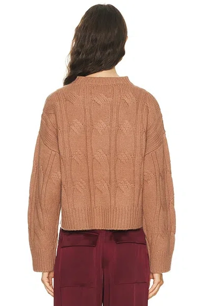 Sablyn Tristan Crewneck Cable Pullover Sweater In Brown