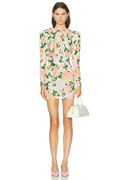 Stella Mccartney Gathered Floral-print Jersey Mini Dress In Multi