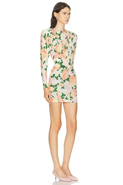 Stella Mccartney Gathered Floral-print Jersey Mini Dress In Multi