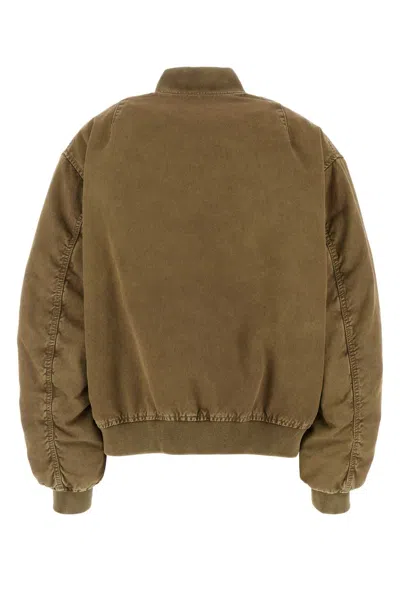 Miu Miu Khaki Gabardine Bomber Jacket In Brown