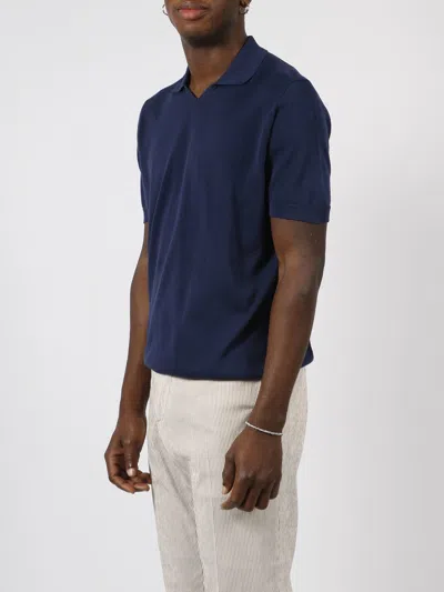 Drumohr Buttonless Polo In Blue