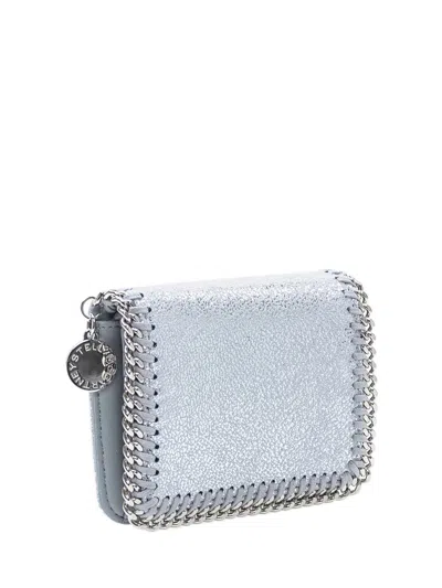 Stella Mccartney Laminated Wallet With Chain In Blue