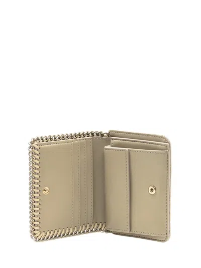 Stella Mccartney Laminated Wallet With Chain In Neutral