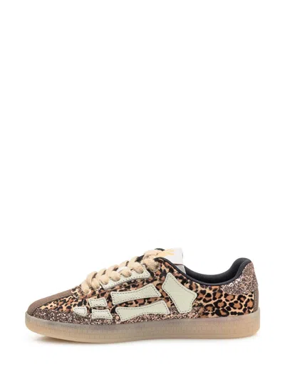 Amiri Leopard Pacific Bones Low-top Womans Sneakers In Brown