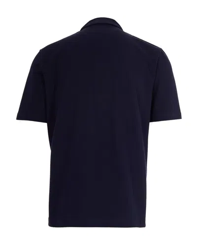 Eleventy Buttoned Short-sleeve Polo Shirt In Blue