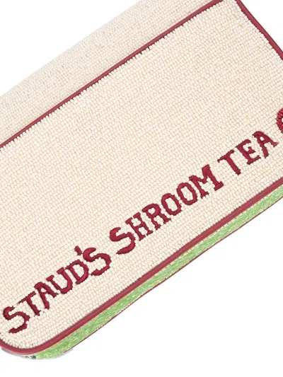 Staud Tommy Bead-embellished Satin Shoulder Bag In Blue