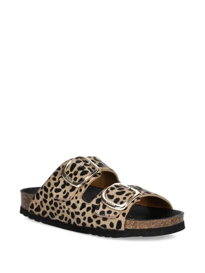 Scholl Noelle Leopard-print Slides In Neutral