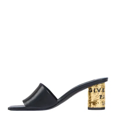 Givenchy 65mm Logo Heel Leather Mule Sandals In Multi