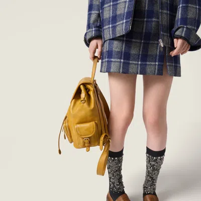 Miu Miu Checked Miniskirt In Brown