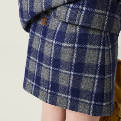 Miu Miu Checked Miniskirt In Brown