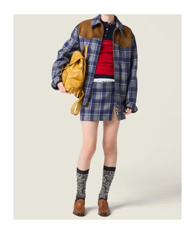 Miu Miu Checked Miniskirt In Brown