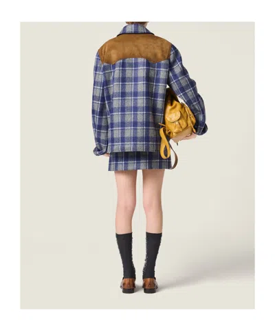 Miu Miu Checked Miniskirt In Brown