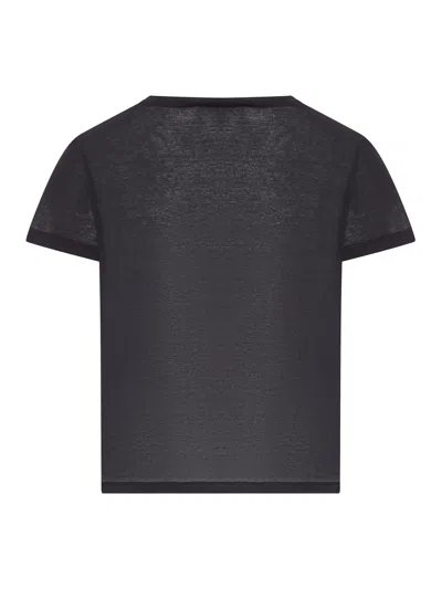Miu Miu Short Sleeved Crewneck T-shirt In Black
