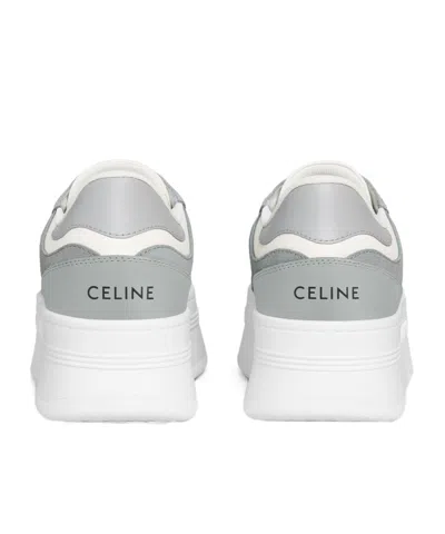 Celine Block Wedge Sneaker With Triomphe Patch In Calfskin And Suede Calfskin In Multi