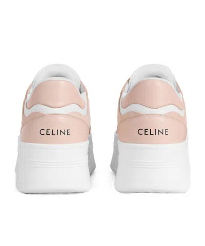 Celine Block Wedge Sneaker With Triomphe Patch In Calfskin And Suede Calfskin In Multi