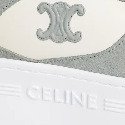 Celine Block Wedge Sneaker With Triomphe Patch In Calfskin And Suede Calfskin In Multi