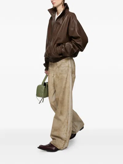 Acne Studios Logo-patch Denim Trousers In Neutral