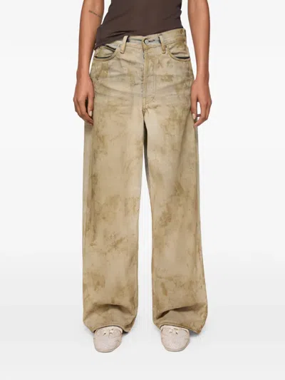 Acne Studios Logo-patch Denim Trousers In Neutral