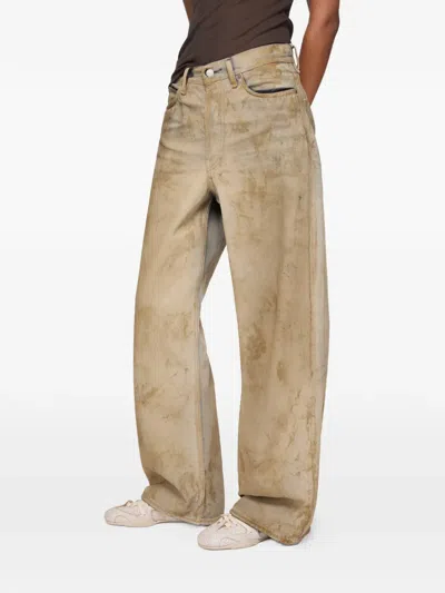 Acne Studios Logo-patch Denim Trousers In Neutral