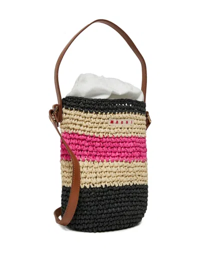 Marni Logo-patch Shoulder Bag In Multi