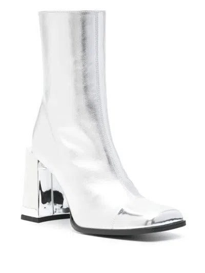 Carel Paris Moon 90mm Leather Ankle Boot In Silver