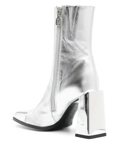 Carel Paris Moon 90mm Leather Ankle Boot In Silver