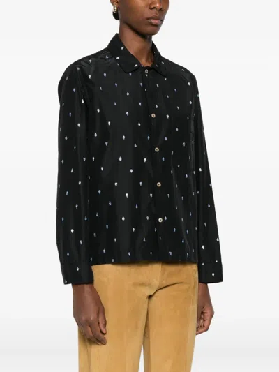 Forte Forte Buttoned Patterned Shirt In Black