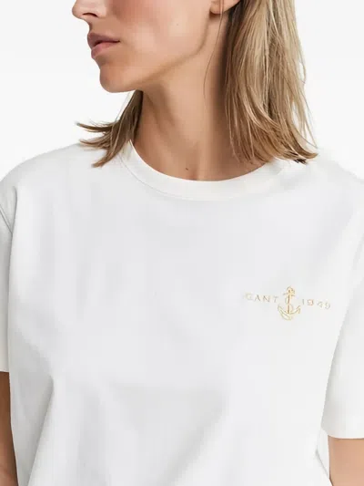 Gant Anchor-embroidered T-shirt In Multi