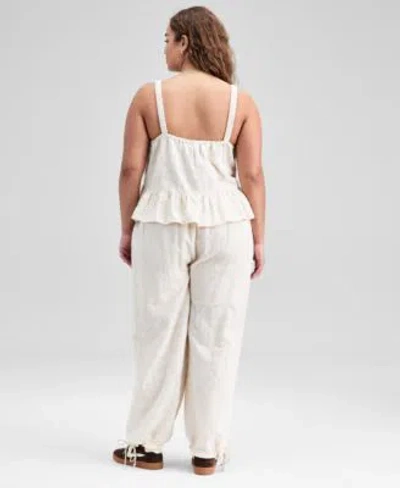 And Now This Now This Trendy Plus Size Jacquard Top Drawstring Pants Macys Exclusive In White