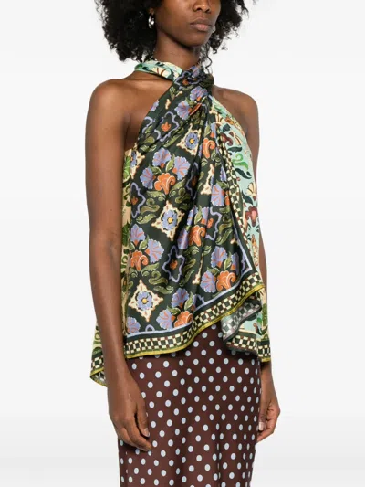 Alemais Geometric-pattern Blouse In Green
