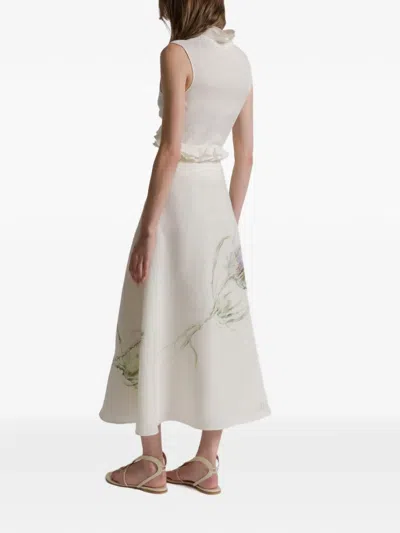 Alberta Ferretti Ruffled Buttoned Blouse In White