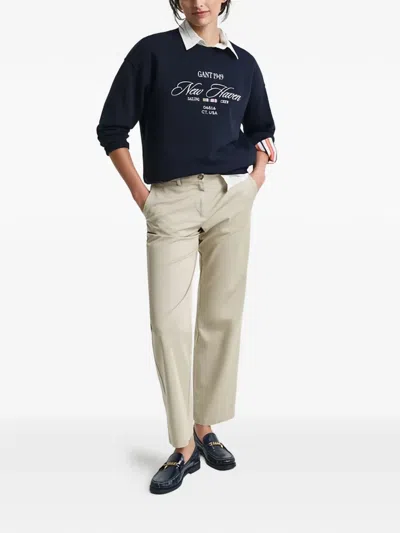 Gant Buttoned Trousers In Gray