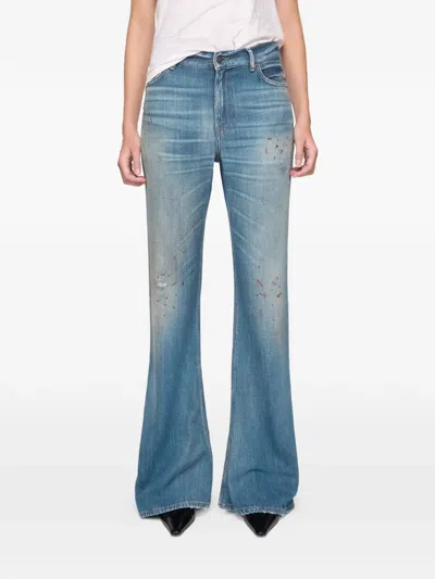 Acne Studios Flared Patch Trousers In Blue