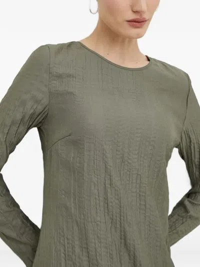 Samsoe & Samsoe Textured Long-sleeve Midi Dress In Green