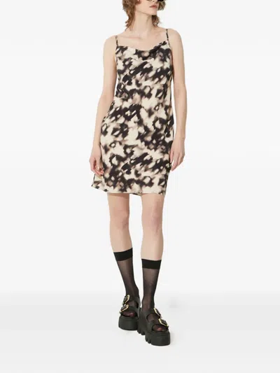 Samsoe & Samsoe Cowl-neck Mini Dress In Animal Print