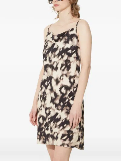 Samsoe & Samsoe Cowl-neck Mini Dress In Animal Print