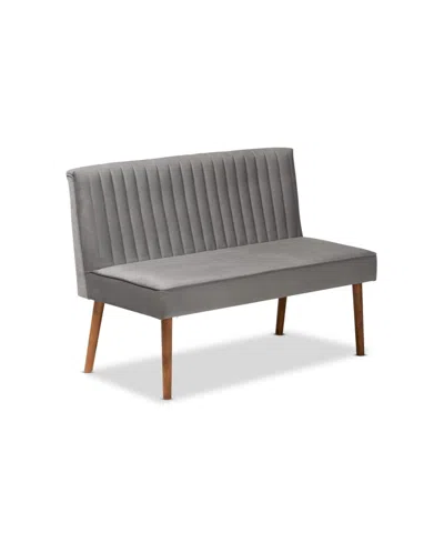 Baxton Studio Alvis 3-pc. Wood Mid-century Dining Nook Set In Gray