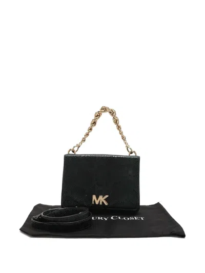 Pre-owned Michael Kors Python-embossed Chain-link Shoulder Bag In Green