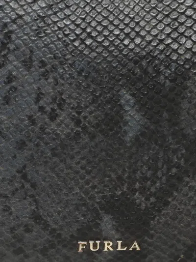 Pre-owned Furla Python-embossed Leather Tote Bag In Black