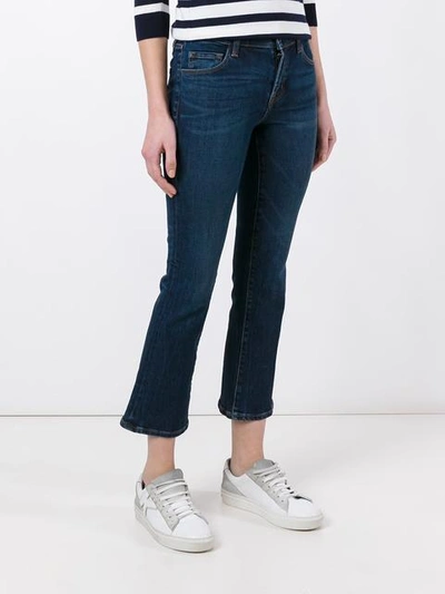 Shop J Brand Cropped 'selena' Bootcut Jeans - Blue
