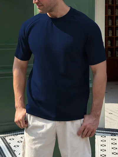 Fioboc Modal Blend Short Sleeve Raglan Tee In Blue