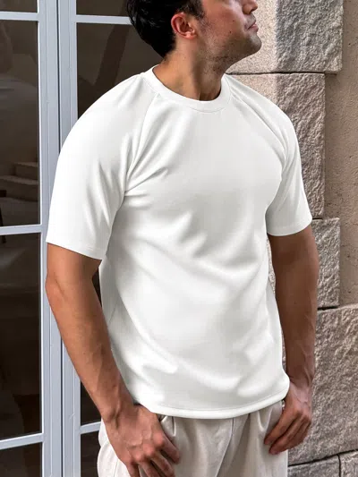 Fioboc Modal Blend Short Sleeve Raglan Tee In White