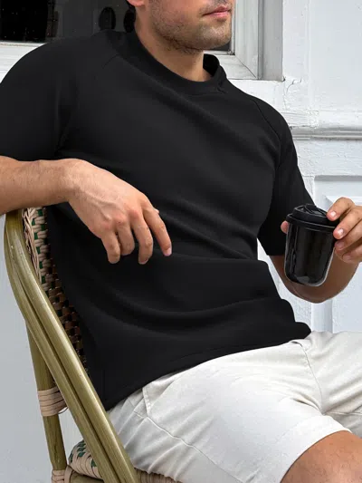 Fioboc Modal Blend Short Sleeve Raglan Tee In Black